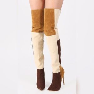 PATCHWORK SUEDE OVER-THE-KNEE BOOT